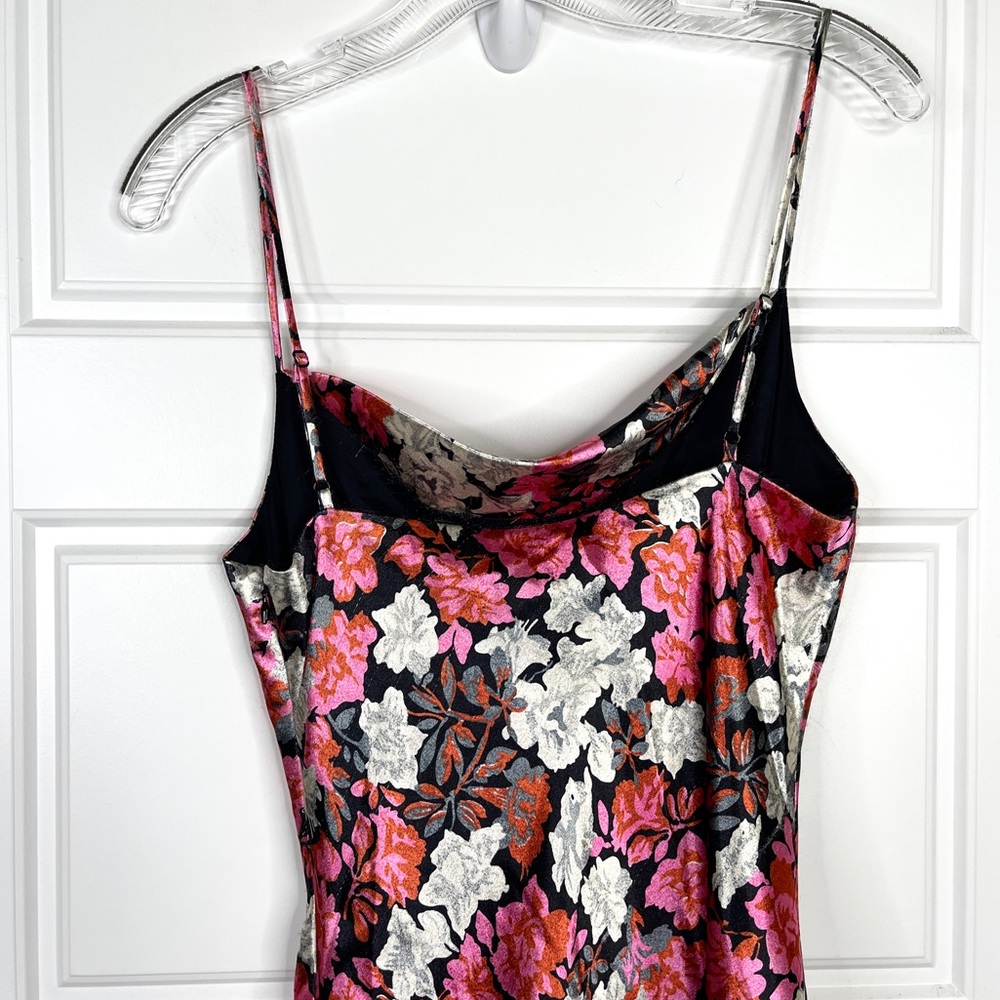 CINQ A SEPT Ryder Satin Mini Dress NEW Black Floral Multi Size 6 - Picture 10 of 16